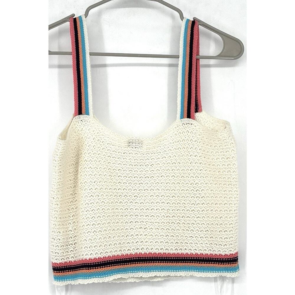 NWT Blue Rain by Francesca's Med Festival Boho Cream Crochet Cropped Tank - Picture 3 of 6